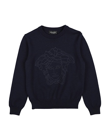 VERSACE YOUNG Sweater Midnight blue 100% Virgin Wool, Viscose