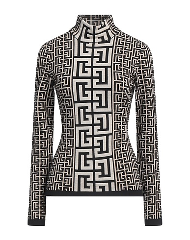 BALMAIN Polo neck Beige 51% Wool, 28% Viscose, 19% Polyamide, 2% Elastane