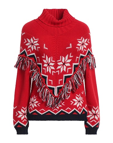 VICOLO Polo neck Red 50% Wool, 50% Acrylic