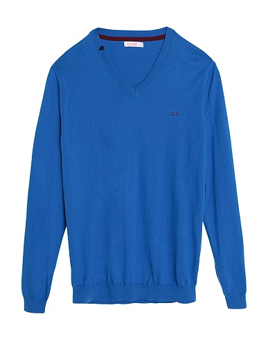 SUN 68 Jumper Blue 50% Merino Wool, 50% Cotton