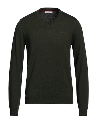 SUN 68 Jumper Dark green 50% Merino Wool, 50% Cotton