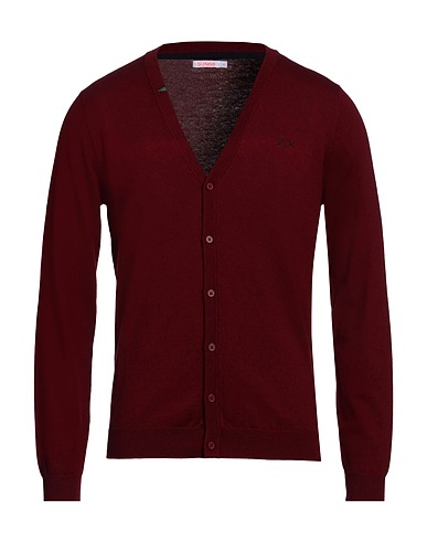 SUN 68 Cardigan Burgundy 50% Merino Wool, 50% Cotton
