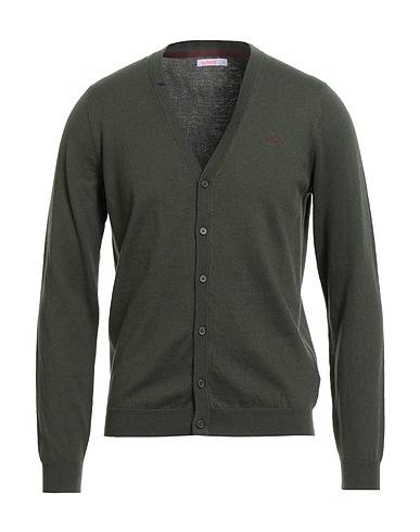 SUN 68 Cardigan Verde militare 50% Lana Merino, 50% Cotone