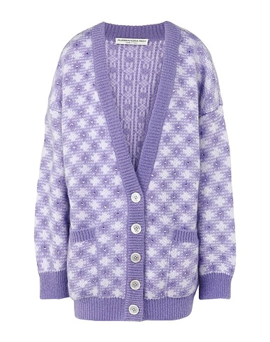 ALESSANDRA RICH Cardigan Lilac 50% Mohair wool, 30% Wool, 20% Polyamide, Mother-of-pearl