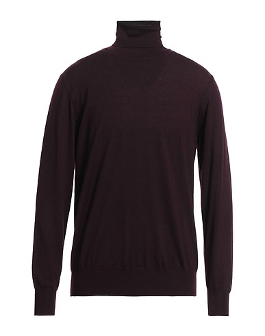 PAOLO PECORA Polo neck Dark purple 100% Virgin Wool