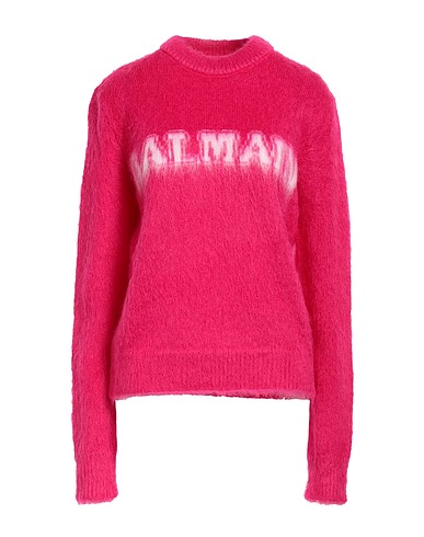 BALMAIN Jumper Fuchsia 60% Mohair wool, 25% Polyamide, 11% Virgin Wool, 4% Wool
