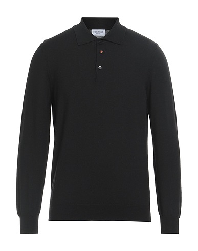 HERITAGE Pullover Nero 100% Lana Merino