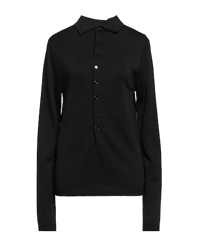 LOEWE Polo shirt Black 88% Silk, 11% Polyamide, 1% Elastane
