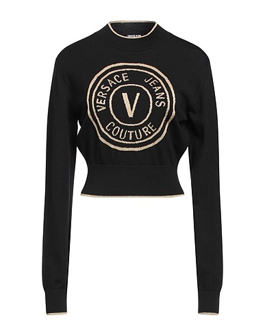 VERSACE JEANS COUTURE Jumper Black 100% Wool, Acetate, Metallic Polyester, Polyamide