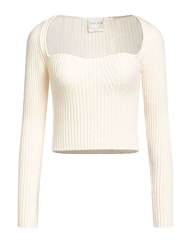 FORTE_FORTE Pullover Panna 99% Lana Vergine, 1% Elastan
