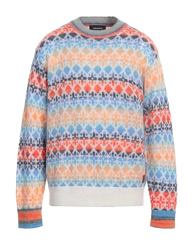 DSQUARED2 Pullover Azzurro 43% Lana mohair, 31% Poliammide, 17% Lana di alpaca, 9% Lana, Pelle di bovino