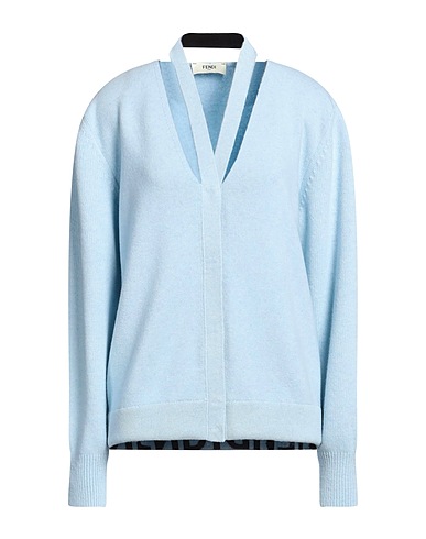 FENDI Cardigan Sky blue 67% Wool, 29% Cashmere, 3% Polyamide, 1% Elastane