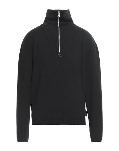 COURRÈGES Sweater with zip Black 96% Virgin Wool, 3% Polyamide, 1% Elastane