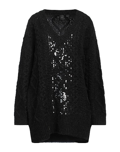 PINKO Short dress Black 35% Wool, 30% Acrylic, 25% Alpaca wool, 10% Polyamide, PVC - Polyvinyl chloride