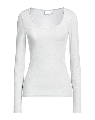 VILA Pullover Hellgrau 64% Viskose EcoVero™, 16% Metallfaser, 14% Polyamid, 6% Elastan