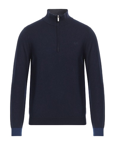 SUN 68 Jumper with zip Navy blue 50% Merino Wool, 50% Cotton