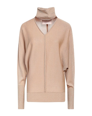 CIRCUS HOTEL Polo neck Sand 55% Viscose, 25% Polyamide, 13% Metallic fiber, 7% Polyester