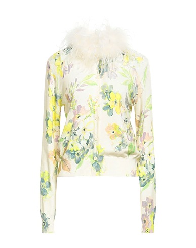TWINSET Cardigan Beige 55% Viscose, 45% Polyamide, Ostrich feathers, Polyester