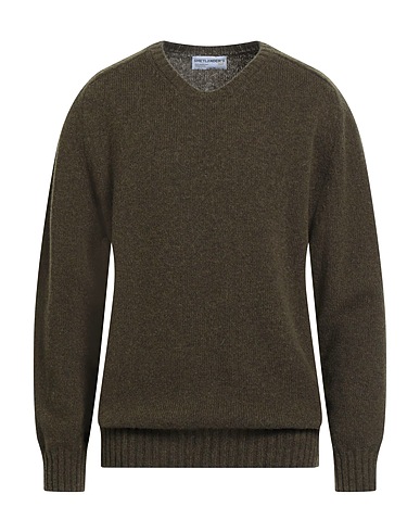 SHETLANDER'S Pullover Vert militaire 100% Laine vierge