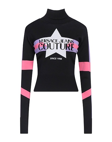 VERSACE JEANS COUTURE Polo neck Black 75% Viscose, 25% Polyamide