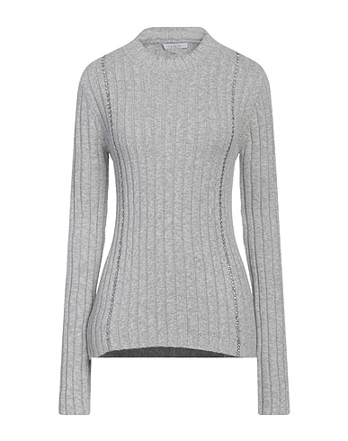 PATRIZIA PEPE Sweater Light grey 75% Cotton, 25% Polyester, Steel, Glass