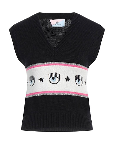 CHIARA FERRAGNI Maglia Gilet Nero 35% Viscosa, 31% Poliammide, 28% Lana, 5% Cachemire, 1% Poliestere metallizzato