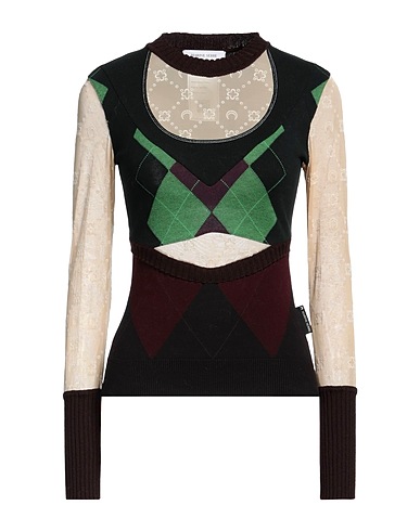 MARINE SERRE Sweater GOLD LINE Deep teal 100% Cotton, Recycled polyamide, Elastane, Wool