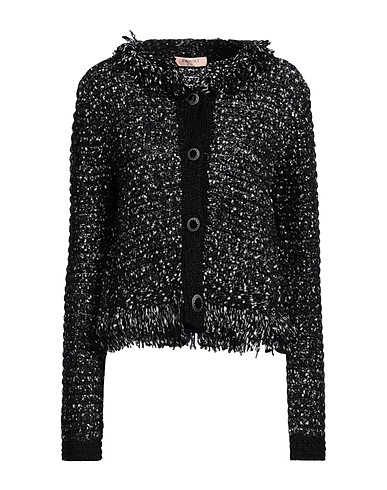 TWINSET Cardigan Black 55% Synthetic fibers, 22% Cotton, 12% Wool, 10% Alpaca wool, 1% Elastane