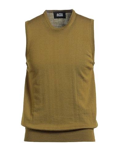ALPHA STUDIO Maglia Gilet Verde militare 100% Lana Merino