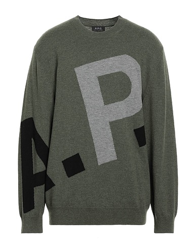 A.P.C. Pullover Verde militare 100% Lana Vergine