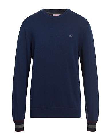SUN 68 Jumper Blue 50% Merino Wool, 50% Cotton