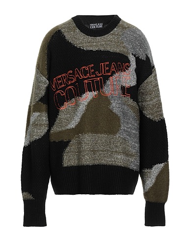 VERSACE JEANS COUTURE Jumper Military green 62% Acrylic, 20% Polyester, 10% Wool, 8% Alpaca wool, Mohair wool