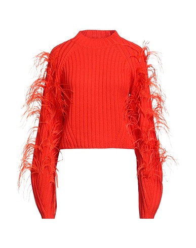 PATRIZIA PEPE Polo neck Orange 50% Acrylic, 50% Wool, Ostrich feathers