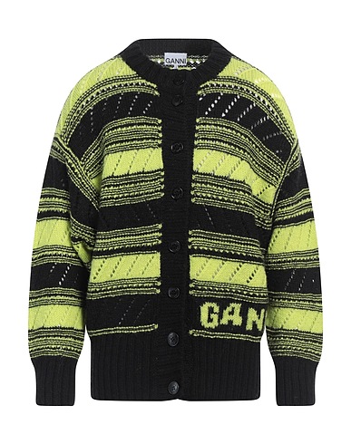GANNI Cardigan Nero 100% Lana organica