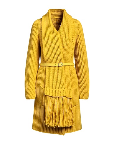 ERMANNO SCERVINO Coat GIALLO 100% Merino Wool, Leather