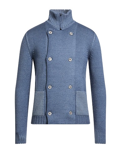 H953 Cardigan Blu 100% Lana Merino