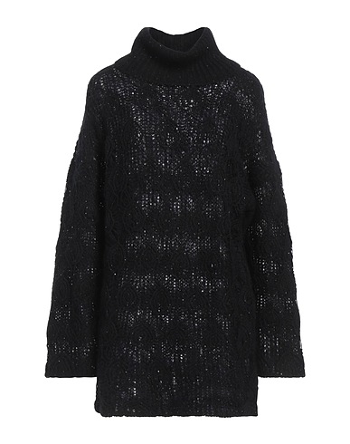FABIANA FILIPPI Polo neck Black Virgin Wool, Alpaca wool, Mohair wool, Silk, Polyamide