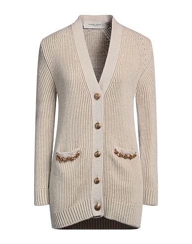 GOLDEN GOOSE Cardigan Beige 57% Wool, 30% Cotton, 13% Metal, Virgin Wool