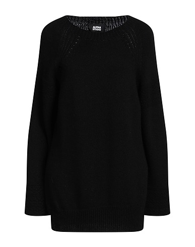 ALPHA STUDIO Pullover Nero 40% Lana riciclata, 30% Viscosa, 20% Poliammide riciclato, 10% Cachemire riciclato
