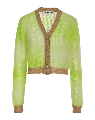 ATTIC AND BARN Strickjacke Limettengrün 35% Mohairwolle, 35% Alpakawolle, 30% Polyamid, Leinen, Polyester
