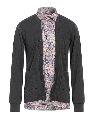 GREY DANIELE ALESSANDRINI Cardigan Lead 77% Polyester, 18% Viscose, 5% Elastane