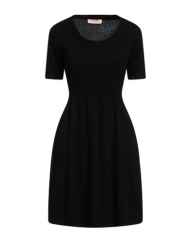 TWINSET Short dress Black 33% Viscose, 23% Polyamide, 20% Cotton, 20% Wool, 4% Cashmere