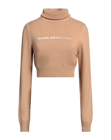 PALM ANGELS Polo neck Camel 40% Merino Wool, 30% Viscose, 20% Polyamide, 10% Cashmere, Metallic fiber