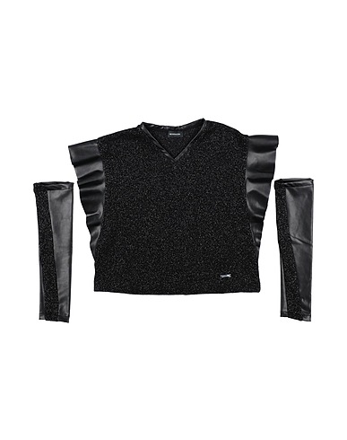 MONNALISA Sweater NERO 42% Wool, 42% Synthetic fibers, 9% Metallic fiber, 7% Cashmere, Polyurethane coated