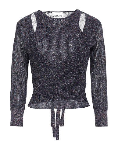 GANNI Sweater Black 66% Polyester, 34% Metallic fiber
