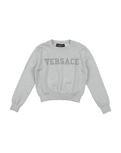 VERSACE YOUNG Jumper Silver 61% Acetate, 30% Polyamide, 6% Metallic Polyester, 3% Elastane
