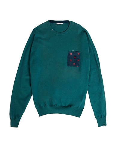 SUN 68 Pullover Dunkelgrün 50% Wolle, 50% Baumwolle
