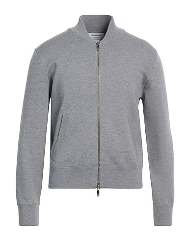 THOM BROWNE Sweater with zip GRIGIO 100% Merino Wool