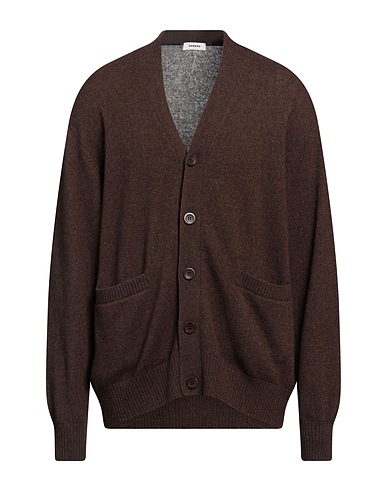 SANDRO Cardigan Dark brown 99% Yak wool, 1% Elastane