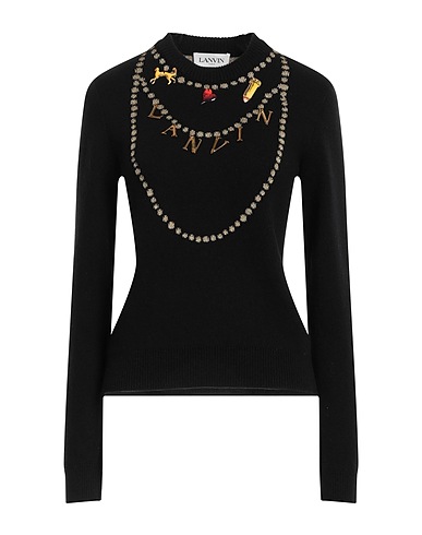LANVIN Sweater Black 34% Cashmere, 34% Wool, 24% Polyester, 7% Metallic Polyester, 1% Polyamide